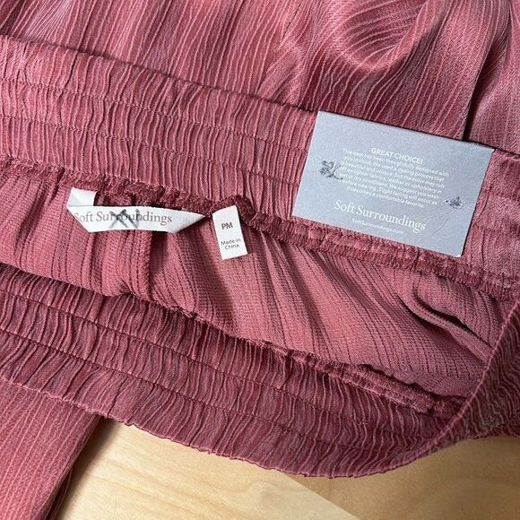 NWT Soft Surroundings Straight Leg Pull On Pants PM Petite Cupro Rayon Pink NEW - Picture 7 of 8